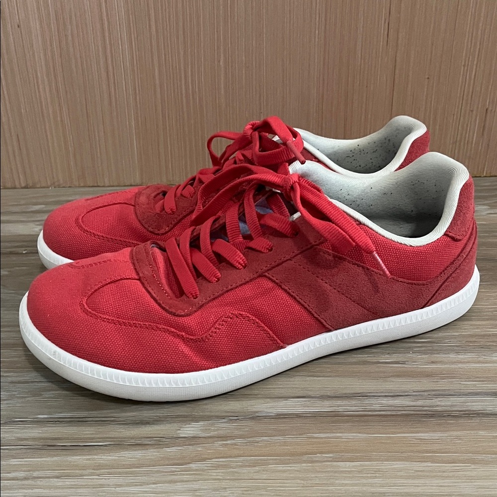 WHITIN Womens Wide Sneakers Canvas Casual Shoes Zero Drop Sole size 42/11 Red